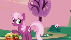 Size: 1280x720 | Tagged: safe, artist:heyitshayburgers, edit, edited screencap, imported from derpibooru, screencap, cheerilee, sweetie belle, earth pony, pony, hearts and hooves day (episode), season 2, burger, cheeseburger, female, food, hamburger, hearts and hooves day