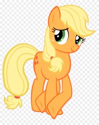 Size: 840x1059 | Tagged: artist needed, source needed, safe, imported from derpibooru, applejack, earth pony, pony, crossed legs, female, freckles, hatless, looking at you, mane, mare, missing accessory, underhoof, vector