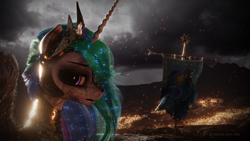 Size: 3840x2160 | Tagged: safe, artist:etherium-apex, imported from ponybooru, princess celestia, alicorn, pony, 3d, blender, blender eevee, female, solo