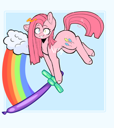 Size: 2000x2256 | Tagged: safe, artist:n-unji, edit, editor:hotkinkajou, pinkie pie, earth pony, pony, /mlp/, balloon swords, female, image, pinkamena diane pie, png, rainbow, solo, unofficial edits thread