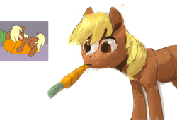 Size: 2410x1635 | Tagged: safe, artist:rhorse, earth pony, pony, /mlp/, carrot, food, simple background, solo, verity, white background