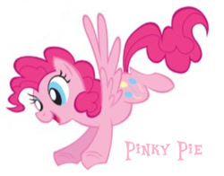 Size: 693x542 | Tagged: safe, artist:lauren faust, imported from derpibooru, pinkie pie, pegasus, pony, 2009, cropped, flying, needs more jpeg, pegasus pinkie pie, pinky pie, race swap, show bible, smiling, solo, wings