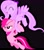 Size: 2383x2678 | Tagged: safe, imported from derpibooru, oc, oc:purple posey, oc:rosy posey, pegasus, pony, bandana, black background, bow, carrying, eyes closed, flying, hair bow, high res, recolor, simple background, smiling, the power-up ponies, unamused, vector