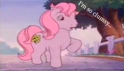 Size: 984x563 | Tagged: safe, imported from derpibooru, screencap, earth pony, pony, my little pony tales, clover, female, g1, solo, text