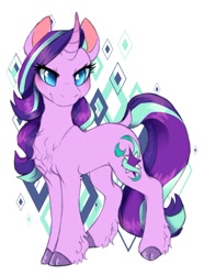 Size: 691x929 | Tagged: safe, artist:lottafandoms, imported from derpibooru, starlight glimmer, classical unicorn, pony, unicorn, alternate cutie mark, cloven hooves, curved horn, dock, female, horn, leonine tail, mare, solo, unshorn fetlocks