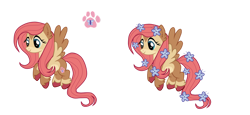 Size: 1280x587 | Tagged: safe, artist:vat7k, imported from derpibooru, fluttershy, pegasus, pony, alternate cutie mark, colored wings, colored wingtips, female, flower, flower in hair, mare, redesign, simple background, solo, transparent background, unshorn fetlocks, wings