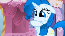 Size: 1280x720 | Tagged: safe, edit, edited screencap, imported from derpibooru, screencap, rarity, oc, oc:bluebell, pony, unicorn, season 2, sisterhooves social, adventures in ponyville, blu-rarity, carousel boutique, cute, flower, hoof over mouth, imminent crying, not rarity, sunflower