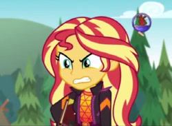 Size: 472x345 | Tagged: safe, edit, edited screencap, imported from derpibooru, screencap, sunset shimmer, equestria girls, equestria girls series, sunset's backstage pass!, spoiler:eqg series (season 2), angry, book, chgb record, music festival outfit, narrowed eyes, rage, rageset shimmer, sunset shimmer is not amused, that pony sure have anger issues, unamused