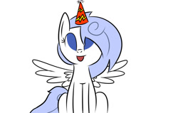 Size: 1280x815 | Tagged: safe, artist:penguinpotential, imported from derpibooru, oc, oc only, oc:frigid drift, pegasus, pony, ask frigid drift, ask-frigiddrift, hat, party hat, solo