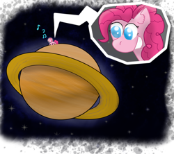 Size: 1280x1137 | Tagged: safe, artist:zeccy-zebra, imported from derpibooru, pinkie pie, earth pony, pony, atg 2021, female, newbie artist training grounds, saturn, space