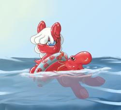 Size: 774x702 | Tagged: safe, artist:otterlynx, imported from derpibooru, oc, oc only, oc:morgana, earth pony, octopus, pony, female, floaty, solo, water