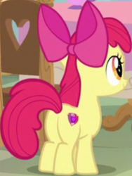 Size: 600x800 | Tagged: safe, imported from derpibooru, screencap, apple bloom, earth pony, pony, season 9, the last crusade, spoiler:s09, apple bloom's bow, bloom butt, bow, butt, cropped, female, filly, hair bow, plot, solo