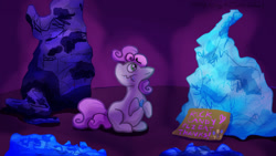 Size: 1280x720 | Tagged: safe, artist:kirbyliscious, imported from derpibooru, sweetie belle, pony, unicorn, female, filly, rock candy, solo