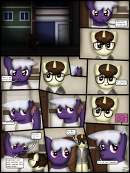 Size: 1750x2333 | Tagged: safe, artist:99999999000, imported from derpibooru, oc, oc only, oc:cwe, oc:firearm king, pony, comic:visit, clothes, comic, couch, glasses, night