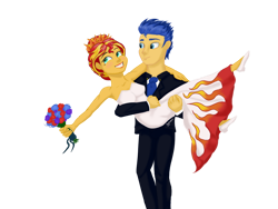 Size: 1032x775 | Tagged: artist needed, source needed, useless source url, safe, imported from derpibooru, flash sentry, sunset shimmer, equestria girls, female, flashimmer, male, marriage, shipping, simple background, straight, transparent background, wedding