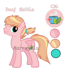 Size: 1733x1869 | Tagged: safe, artist:amelia-bases, artist:marrayala, imported from derpibooru, oc, oc only, oc:deaf nettle, pegasus, pony, base used, male, offspring, parent:big macintosh, parent:fluttershy, parents:fluttermac, ponytail, reference sheet, simple background, solo, stallion, transparent background, watermark