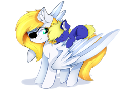 Size: 4093x2894 | Tagged: safe, artist:ahekao, imported from derpibooru, oc, oc only, oc:swift wing, earth pony, pegasus, pony, commission, cute, duo, eyepatch, female, large wings, looking back, male, mare, sleeping, stallion, wings