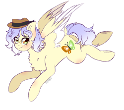 Size: 3000x2664 | Tagged: safe, artist:2pandita, imported from derpibooru, oc, oc only, oc:fast fire, pegasus, pony, female, hat, high res, mare, simple background, solo, two toned wings, white background, wings