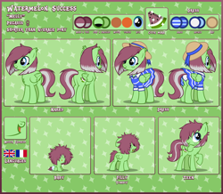 Size: 8292x7228 | Tagged: safe, artist:lightning stripe, derpibooru exclusive, imported from derpibooru, oc, oc only, oc:watermelon success, pegasus, pony, 2021, 3/4 view, :p, absurd resolution, blue eyes, bob cut, butt, chest fluff, clothes, collar, commission, covered eyes, cute, cutie mark, diaper, dress, ear fluff, female, female symbol, filly, floppy ears, foal, folded wings, freckles, french flag, front view, green background, hair over eyes, hair over one eye, hat, mare, messy mane, ocbetes, open mouth, panties, patterned background, pegasus oc, plot, raised hoof, rear view, red mane, reference sheet, ribbon, show accurate, simple background, sitting, smiling, solo, technically an upskirt shot, teenager, text, three quarter view, tomboy, tongue out, tooth gap, transparent background, two toned mane, two toned tail, underwear, union flag, union jack, upskirt, vector, white underwear, wings