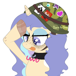 Size: 800x806 | Tagged: safe, artist:basemaker, artist:calibykitty, artist:midnightamber, imported from derpibooru, oc, oc only, oc:mish-mash, alicorn, pony, :p, ace of spades, alicorn oc, army helmet, base used, camouflage, collar, derp, eyeshadow, female, food, freckles, heart, helmet, horn, makeup, mare, markings, multicolored hair, playing card, pocky, simple background, solo, stars, sticker, tongue out, transparent background, unshorn fetlocks, uwu, wings