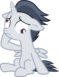 Size: 2265x2972 | Tagged: safe, artist:frownfactory, edit, edited edit, editor:slayerbvc, imported from derpibooru, vector edit, rumble, alicorn, pony, alicornified, colt, derp, dizzy, floppy ears, frown, high res, male, race swap, rumblecorn, simple background, sitting, solo, transparent background, vector