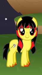 Size: 828x1472 | Tagged: safe, artist:jesse220, imported from derpibooru, oc, oc only, oc:shena, earth pony, pony, pony creator, cutie mark, female, filly, looking at you, solo