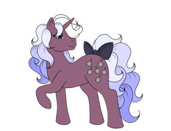 Size: 3000x2300 | Tagged: safe, artist:dancingmylifeaway, imported from derpibooru, oc, oc only, oc:misty trace, pony, unicorn, bow, g1, gradient mane, green eyes, high res, knitting needles, simple background, solo, style emulation, transparent background, yarn