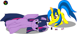 Size: 5228x2319 | Tagged: safe, artist:kyoshyu, imported from derpibooru, twilight sparkle, oc, oc:mina, pony, unicorn, female, mare, plushie, simple background, transparent background, unicorn twilight