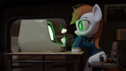 Size: 3840x2160 | Tagged: safe, artist:dieanondie, imported from derpibooru, oc, oc:littlepip, pony, fallout equestria, 3d, blender, female, high res