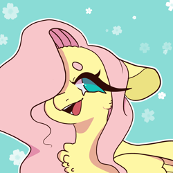 Size: 3000x3000 | Tagged: safe, artist:anxious_red, imported from derpibooru, fluttershy, pegasus, pony, cute, daaaaaaaaaaaw, flower, high res, open mouth, shyabetes, smiling, solo