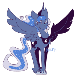 Size: 768x768 | Tagged: safe, artist:itsbeeleth, imported from derpibooru, princess luna, alicorn, pony, simple background, solo, spread wings, wings