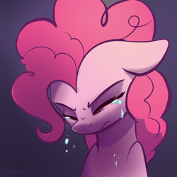 Size: 2048x2048 | Tagged: safe, artist:pfeffaroo, imported from derpibooru, pinkie pie, earth pony, pony, angry, bust, crying, eyes closed, female, frown, high res, mare, portrait, sad, simple background, solo, tears of anger, teary eyes