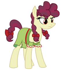 Size: 2180x2495 | Tagged: safe, artist:third uncle, artist:three uncle, imported from derpibooru, hilly hooffield, earth pony, pony, the hooffields and mccolts, background pony, bow, clothes, female, hair bow, high res, hooffield family, mare, pigtails, pose, simple background, solo, transparent background, vector