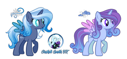 Size: 5980x2800 | Tagged: safe, artist:gloriaartist, artist:starflightsparkleyt, imported from derpibooru, oc, oc only, oc:crystal flower, oc:nyx, oc:snowdrop, oc:snowy storm, alicorn, pony, blind, blind eye, blind in one eye, female, lesbian, magical lesbian spawn, mare, oc x oc, offspring, parent:oc:nyx, parent:oc:snowdrop, parents:oc x oc, parents:snownyx, ponies riding ponies, pony hat, riding, shipping, siblings, simple background, sisters, snowdrop riding nyx, snownyx, transparent background