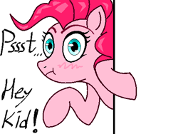 Size: 480x360 | Tagged: safe, artist:littleiceage, imported from derpibooru, pinkie pie, pony, blushing, looking at you, ms paint, simple background