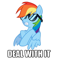 Size: 1920x1920 | Tagged: safe, artist:melonmilk, derpibooru exclusive, imported from derpibooru, rainbow dash, pegasus, pony, caption, cool, deal with it, image macro, meme, nostalgia, simple background, solo, sunglasses, text, transparent background