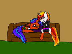 Size: 1200x899 | Tagged: safe, imported from derpibooru, oc, oc only, oc:dusk flare, oc:sweet pages, pony, lying down