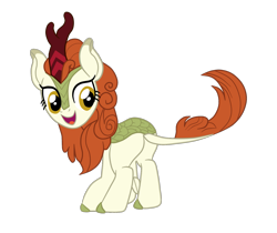 Size: 1607x1349 | Tagged: safe, artist:gmaplay, imported from derpibooru, autumn blaze, kirin, pony, season 8, sounds of silence, spoiler:s08, blazebutt, butt, female, looking back, open mouth, open smile, plot, simple background, smiling, solo, transparent background