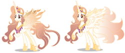 Size: 1280x541 | Tagged: safe, artist:princess-kitsune-tsu, artist:venomous-cookietwt, imported from derpibooru, oc, oc only, alicorn, hybrid, pony, alicorn oc, base used, female, grin, horn, interspecies offspring, mare, offspring, parent:discord, parent:princess celestia, parents:dislestia, raised hoof, simple background, smiling, solo, transparent background, wings