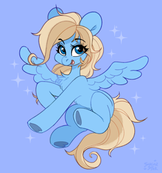 Size: 2400x2564 | Tagged: safe, artist:sugarstar, imported from derpibooru, oc, oc only, oc:lusty symphony, pegasus, pony, eye clipping through hair, eyebrows, eyebrows visible through hair, female, high res, looking at you, mare, open mouth, open smile, pegasus oc, smiling, smiling at you, solo, wings