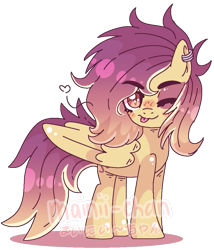 Size: 903x1056 | Tagged: dead source, safe, artist:cherritoppu, artist:maiii-san, imported from derpibooru, oc, oc only, pegasus, pony, :p, base used, blushing, ear piercing, earring, eyebrows, eyebrows visible through hair, jewelry, looking at you, one eye closed, pegasus oc, piercing, simple background, smiling, smiling at you, solo, tongue out, transparent background, wings, wink, winking at you