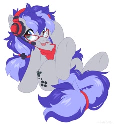 Size: 1167x1280 | Tagged: safe, artist:hioshiru, imported from derpibooru, oc, oc only, oc:cinnabyte, earth pony, pony, :p, cinnabetes, cute, glasses, headphones, looking at you, meganekko, solo, tongue out