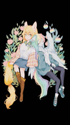 Size: 500x889 | Tagged: artist needed, source needed, safe, imported from derpibooru, applejack, rainbow dash, equestria girls, appledash, boots, clothes, ear fluff, female, leaves, lesbian, shipping, shoes, sleeping