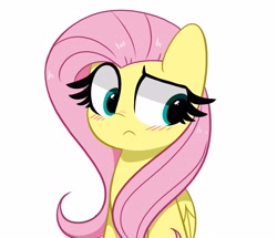 Size: 4096x3529 | Tagged: safe, artist:kittyrosie, imported from derpibooru, fluttershy, pegasus, pony, blushing, cute, female, frown, g4, high res, looking at each other, mare, shyabetes, simple background, solo, white background