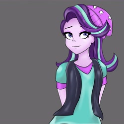 Size: 4092x4092 | Tagged: safe, artist:bacababba, imported from derpibooru, starlight glimmer, equestria girls, absurd resolution, arm behind back, beanie, clothes, female, hat, looking at you, smiling, smiling at you, solo
