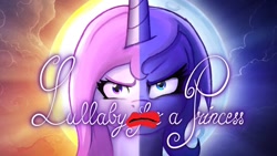 Size: 1280x720 | Tagged: safe, artist:warpout, edit, imported from derpibooru, princess celestia, princess luna, lullaby for a princess, 1000 hours in ms paint, angry, bad edit, floppy ears, lipstick, looking at you