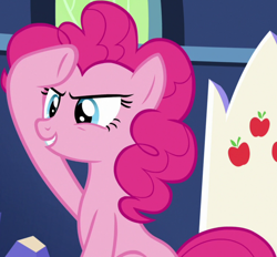 Size: 1138x1054 | Tagged: safe, imported from derpibooru, screencap, pinkie pie, earth pony, pony, not asking for trouble, season 7, cropped, female, mare, salute, solo