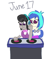 Size: 2000x2378 | Tagged: safe, artist:bigpurplemuppet99, imported from derpibooru, dj pon-3, octavia melody, vinyl scratch, equestria girls, female, high res, lesbian, scratchtavia, shipping