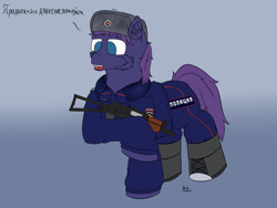 Size: 4000x3000 | Tagged: safe, artist:donnik, imported from derpibooru, oc, oc only, oc:wolf herbst, pony, aks-74u, clothes, cyrillic, gun, police uniform, russia, russian, solo, uniform, weapon