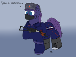 Size: 4000x3000 | Tagged: safe, artist:donnik, imported from derpibooru, oc, oc only, oc:wolf herbst, earth pony, pony, aks-74u, clothes, gun, mask, police uniform, solo, uniform, weapon